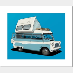 Bedford Camper Van in Blue Posters and Art